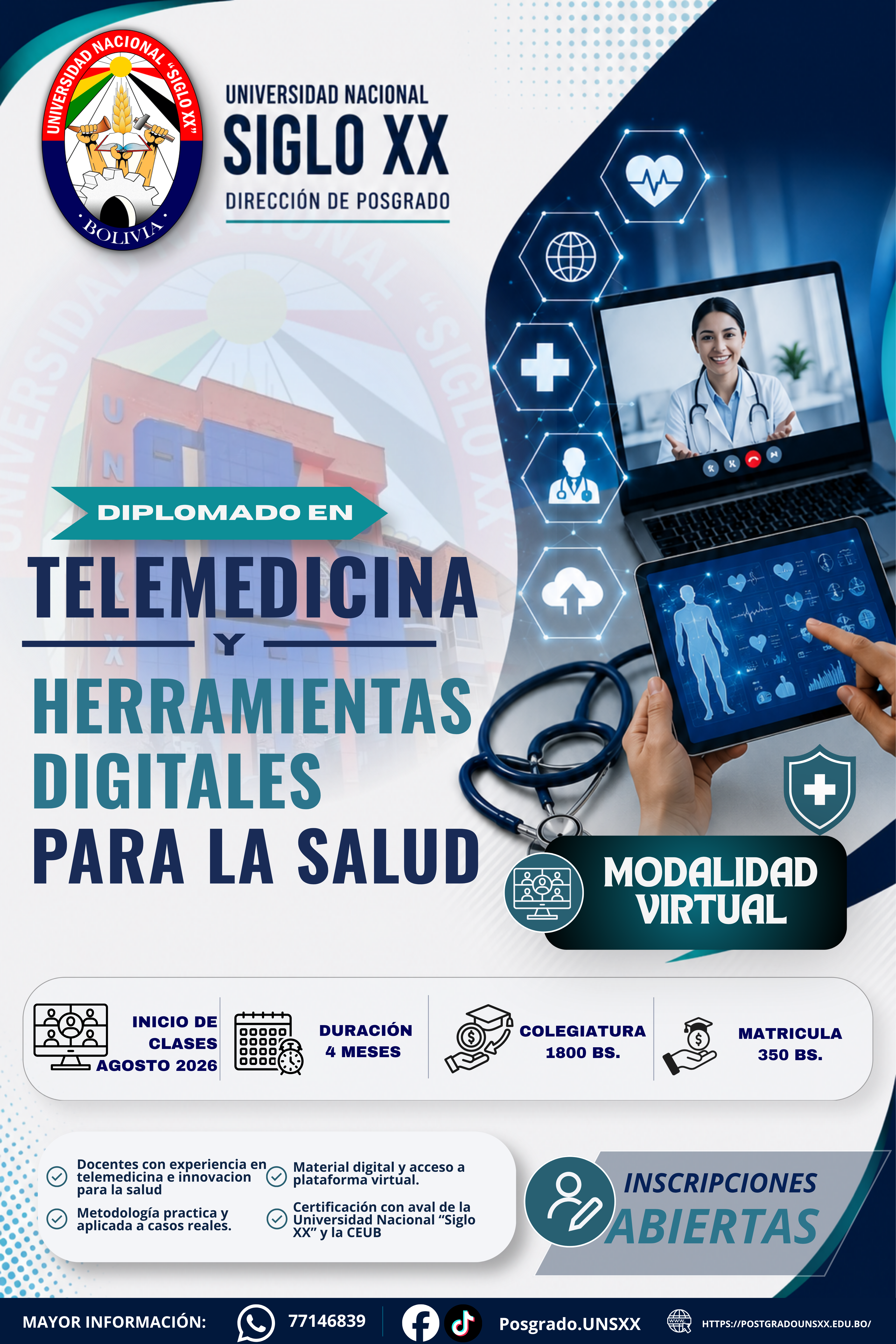 diplomado en TELEMEDICINA Y HERRAMIENTAS DIGITALES PARA LA SALUD 